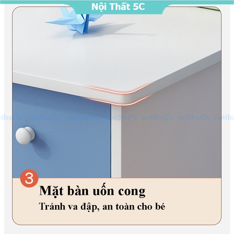 Bàn học sinh màu hồng, xanh gỗ công nghiệp cao cấp, bàn thông minh kèm kệ để sách vở, hộc tủ mẫu mới nhất