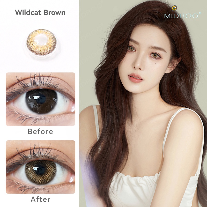 Midroo 1 Cặp Kính Áp Tròng 0-8 Độ 14.0mm Vỏ Mềm Trang Điểm Tiện Dụng