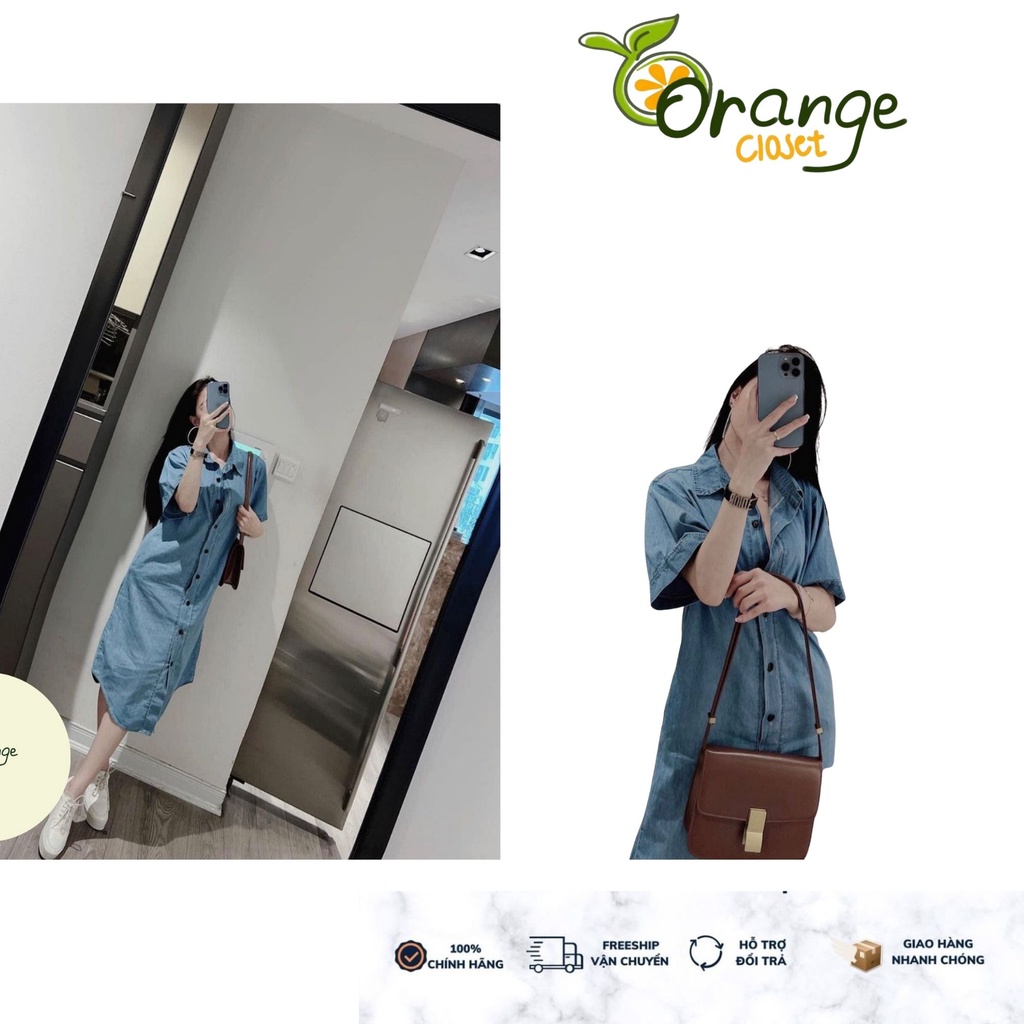 Đầm denim jean sơ mi dáng xuông hotgirl. Đầm sơ mi bò dáng suông, váy sơ mi bò dài, đầm sơ mi bò Hàn Quốc d13420