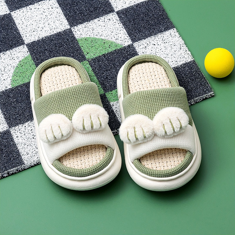 Dép quai ngang  Cheerful Mario đi trong nhà vải cotton lanh chống trượt mẫu mới năm 2022 cho bé trai/bé gái
