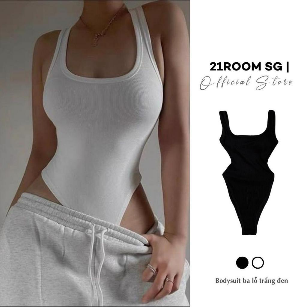 Áo Liền Thân Cao Cấp 2 Màu Trắng Đen 21ROOM, Bodysuit Đi Biển Đi Chơi Sexy