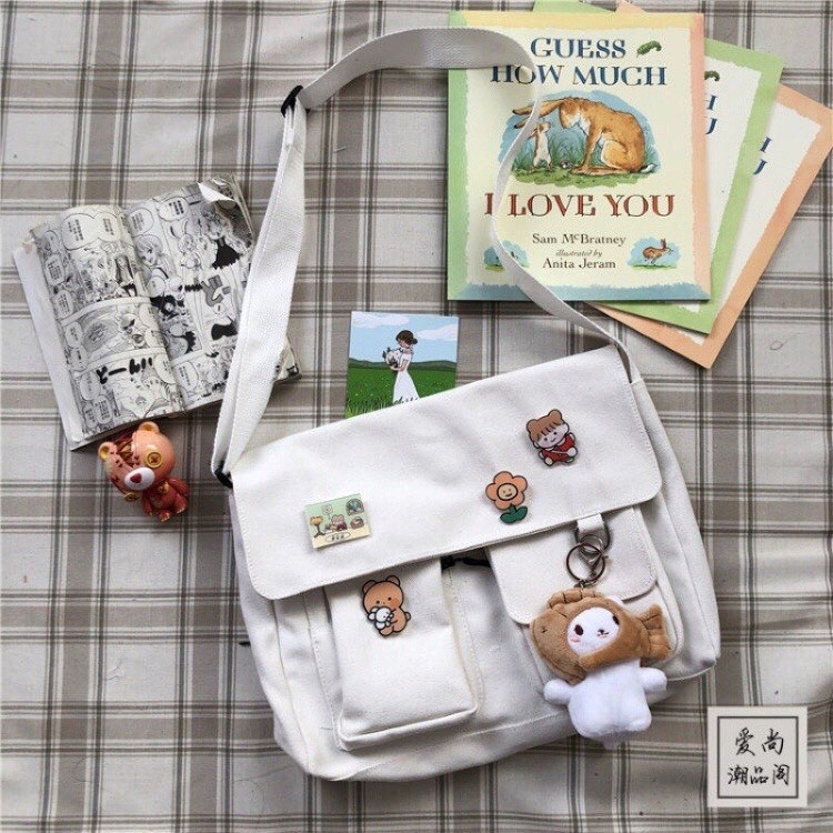 Túi đeo chéo nam nữ phong cách Hàn Quốc chất vải canvas dày dặn đa họa tiết unisex-Hazis Store