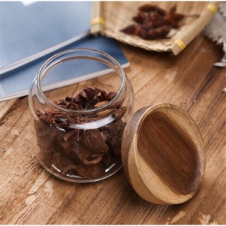 Hũ thuỷ tinh nắp gỗ 400ml
