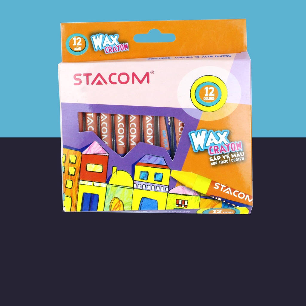 Sáp màu hữu cơ cho bé tập tô Stacom 12/16/24 màu CR012W