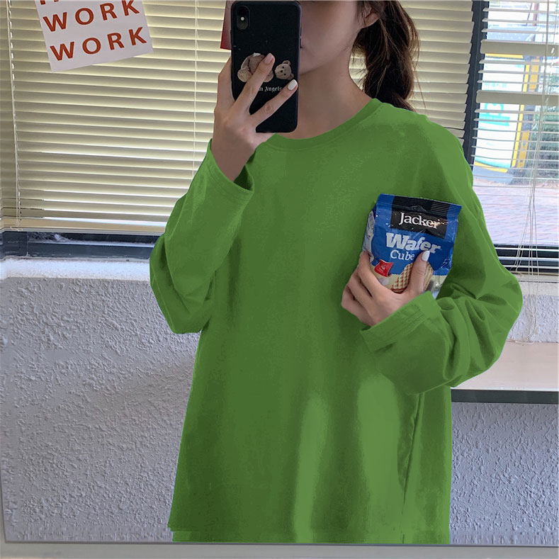 Áo Thun Trơn Dáng Rộng Tay Dài Thoải Mái Cho Nữ | BigBuy360 - bigbuy360.vn
