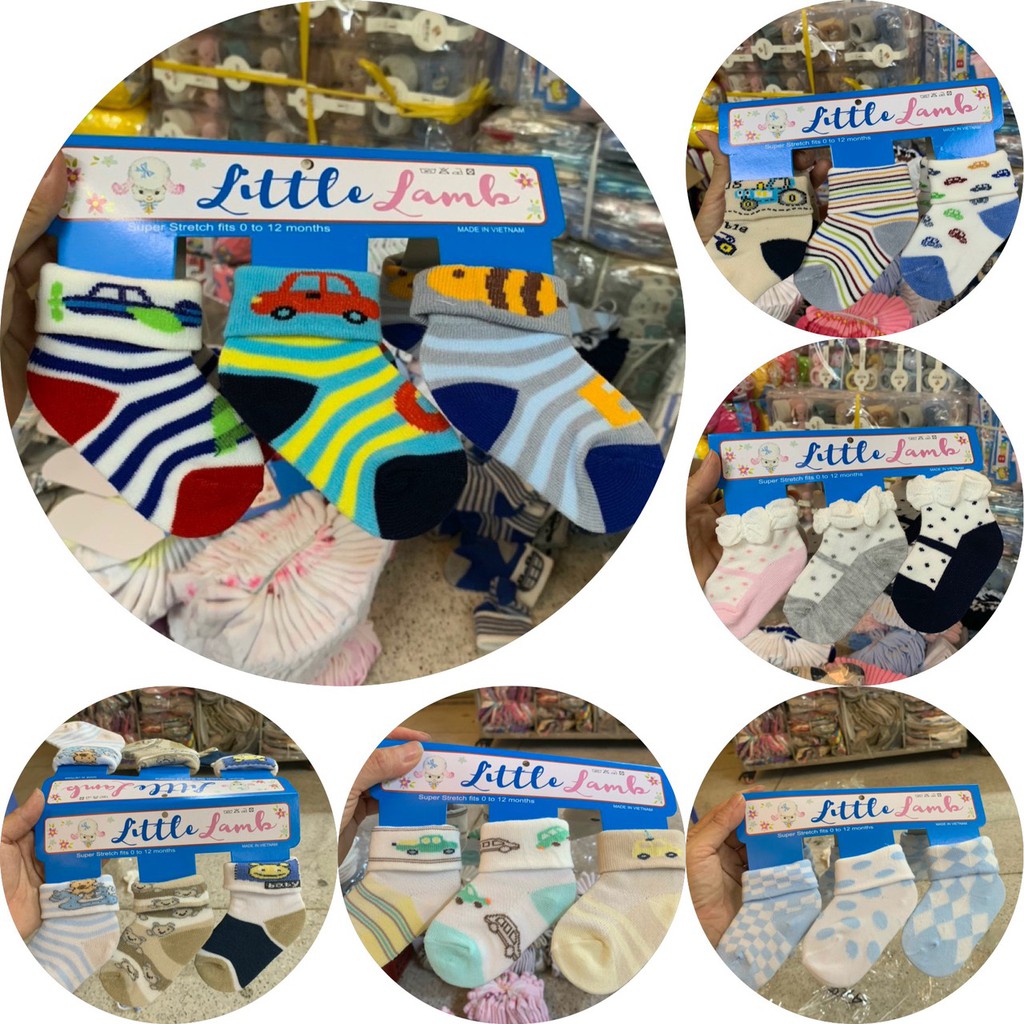 3 đôi Tất bé sơ sinh 0-12 tháng cotton tốt thoáng khí , hình chọn ngẫu nhiên