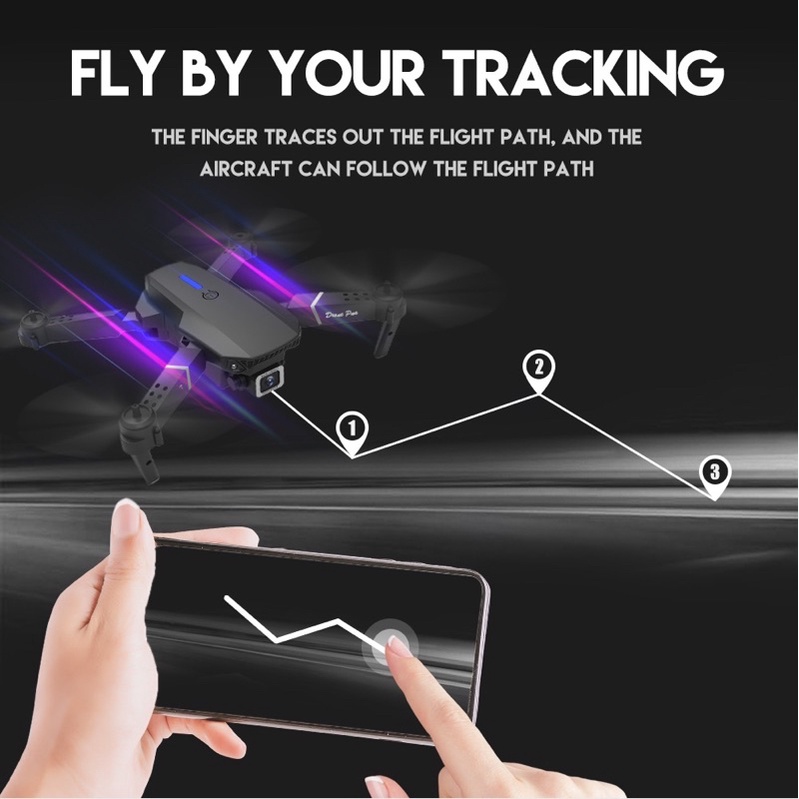Flycam E88 Pro, 2 camera 4K,pin 1800mah ( tặng túi đựng)