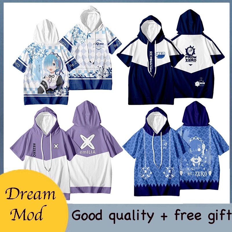 Áo Hoodie Tay Ngắn 3 / 4 In Hình Anime Re: Life In A Different World From Zero Rem | WebRaoVat - webraovat.net.vn