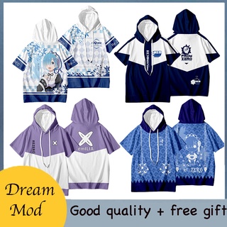 Áo Hoodie Tay Ngắn 3 / 4 In Hình Anime Re: Life In A Different World From Zero Rem