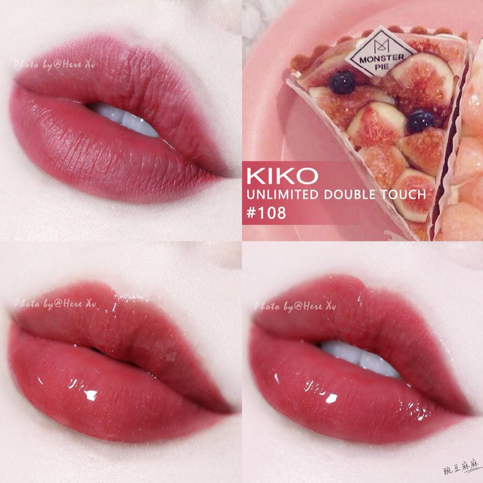 SON SIÊU LÌ KIKO UNLIMITED DOUBLE TOUCH SỐ 108 - Satin Currant Red