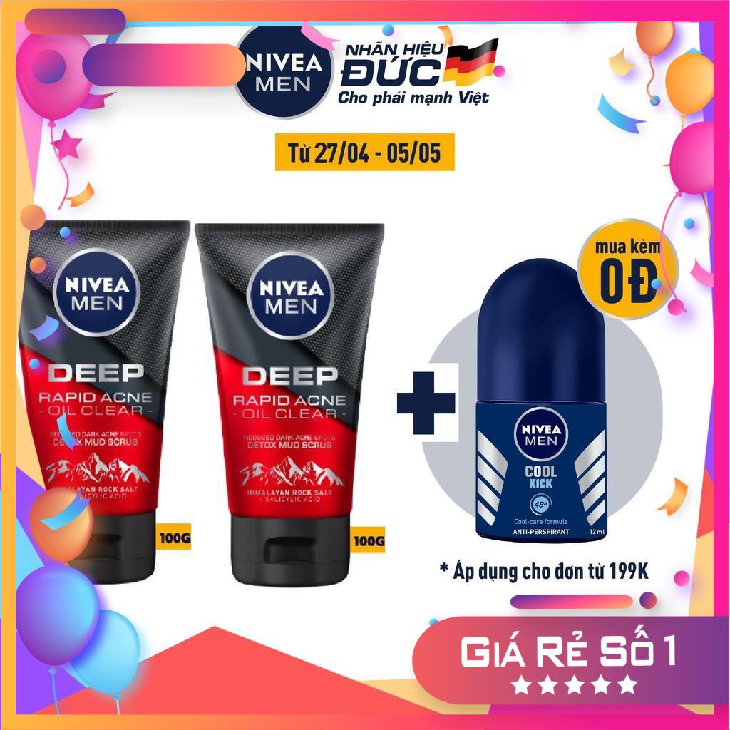 Bộ 2 chai sữa rửa mặt NIVEA MEN Deep Rapid Acne Oil Clear (100g/chai) - 88521