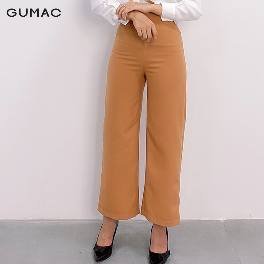 [Mã WABRGU72 giảm 10% tối đa 50k đơn 250k] Quần tây nữ ống rộng lưng liền GUMAC QA9119_NAU | BigBuy360 - bigbuy360.vn