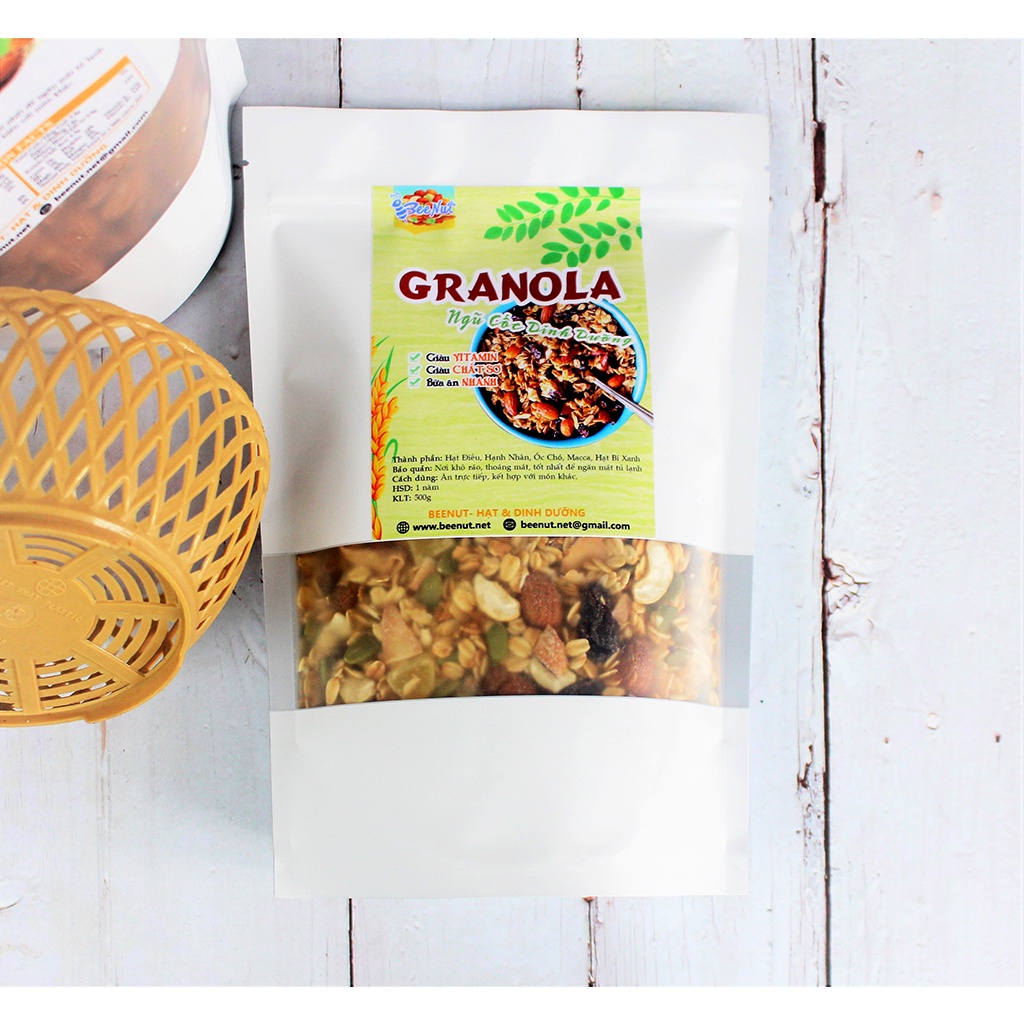 Ngũ cốc giảm cân Granola không đường, Ngũ cốc dinh dưỡng không phẩm màu nhân tạo - Đồ ăn vặt Healthy BeeNut