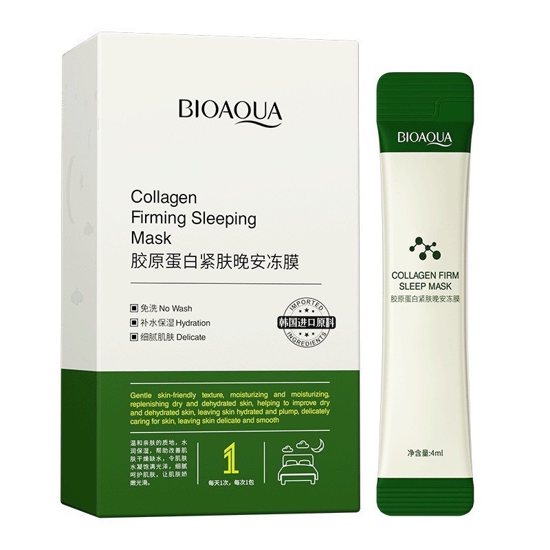 Hộp Mặt nạ ngủ Collagen Bioaqua dưỡng ẩm trắng da chống lão hóa nội địa Trung ( 20 x 4ml ) A001