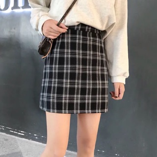 Chân váy chữ S kẻ caro