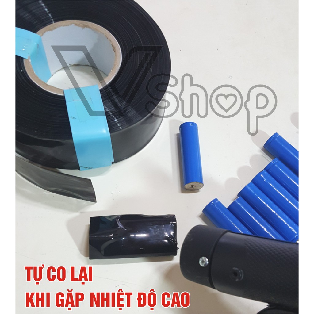 Màng co PE đóng pin 18650. bản rộng 52mm. cuộn 15 mét