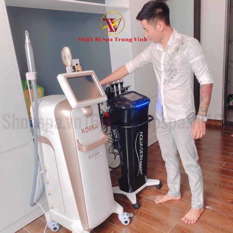 Máy triệt lông xoá xăm 2in1 laser busan - điều chỉnh potsize như trục khuuỷ