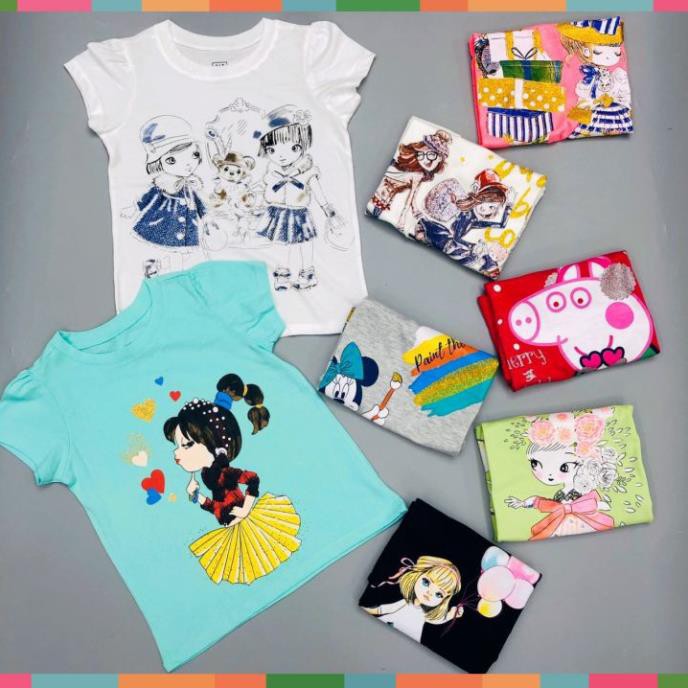 Áo thun cho bé gái, áo phông bé gái chất cotton mềm mát, size 4 - 14 tuổi - BONGKIDS