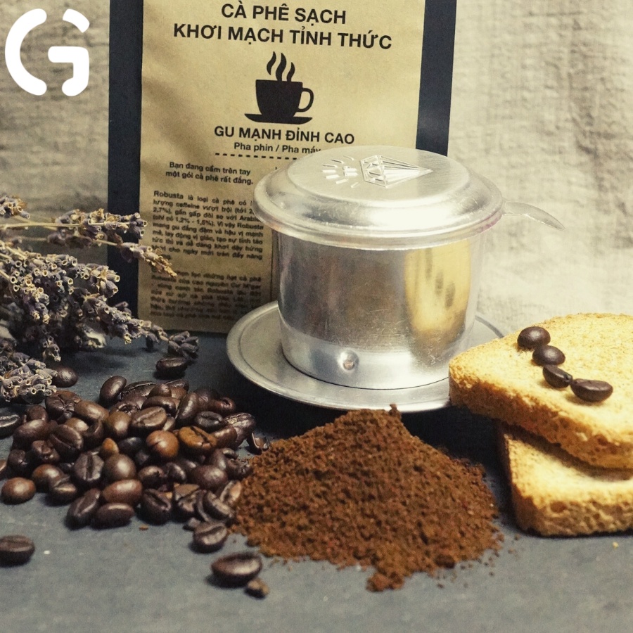 Cà phê sạch nguyên chất GUfoods - 100% Coffee Robusta Đăk Lăk - Cafe rang mộc, Gu mạnh đỉnh cao (50g/250g/500g)