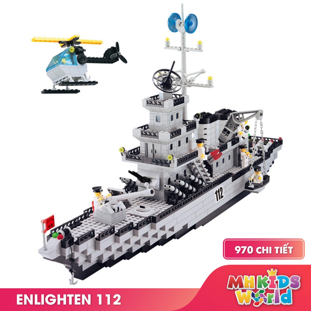 Xếp hình Lego Enlighten 112 mẫu chiến hạm Battleship 970 miếng ghép cho bé thỏa sức sáng tạo
