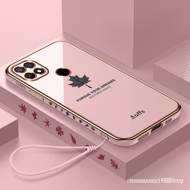 Ốp điện thoại QIANZI mềm in họa tiết lá phong cho Oppo A15 A15S A15