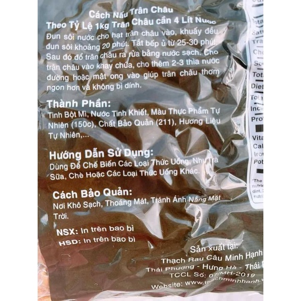 1kg trân châu đen, trắng Minh Hạnh