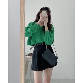 Áo croptop tay bồng cổ lệch