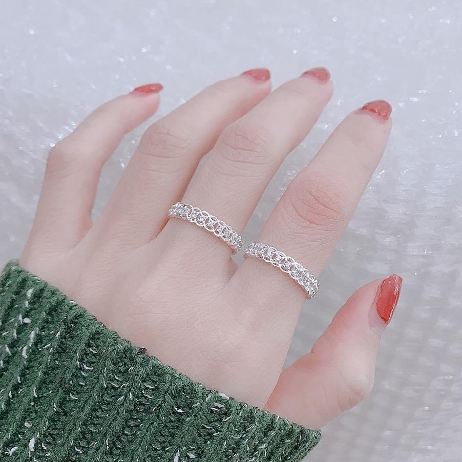 Nhẫn AURA bạc nữ, nhẫn kim tiền đính đá đồng xu phiên bản mới-AURASILVER-N06