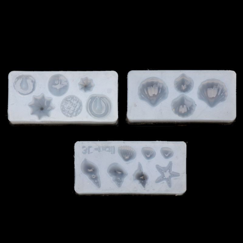 Set 3 khuôn silicone tạo hình vỏ sò/ sao biển trang trí móng DIY