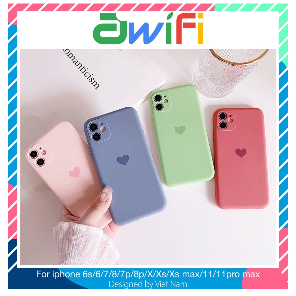 Ốp lưng iphone dẻo hình trái tim 5/5s/6/6plus/6s/6splus/7/7plus/8/8plus/x/xr/xs/11/12/pro/max/plus/promax- Awifi X3-1