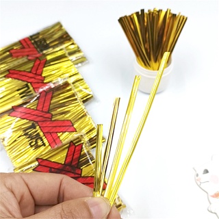 Set 100 dây xoắn bọc túi bánh kẹo bằng kim loại màu vàng / bạc