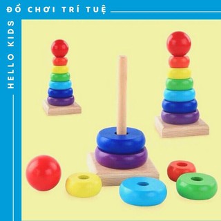 [HÀNG CAO CẤP] Tháp Cầu Vồng Gỗ Cho Bé Rèn Luyện Vận Động Tinh