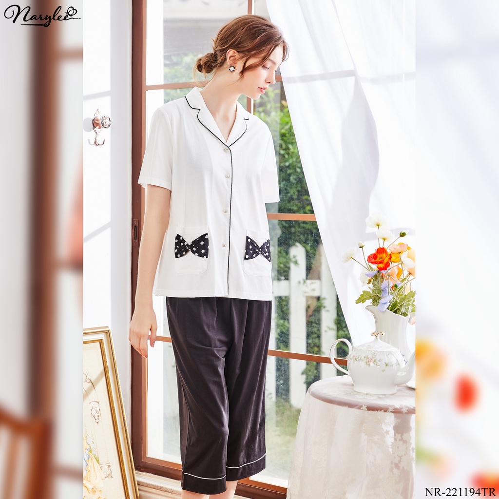 Đồ bộ mặc nhà nữ pyjama áo cộc quần lửng Narylee cotton nhập khẩu mềm mịn chống UV kháng khuẩn mã NR - 221194