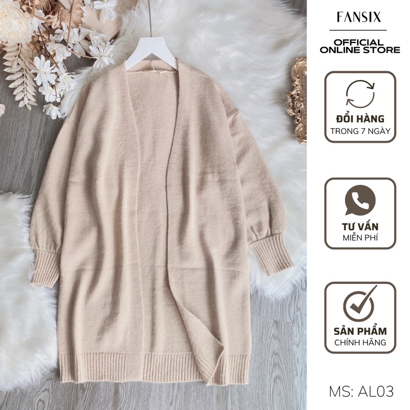 Áo khoác len lông cừu FANSIX - AL03 áo cardigan len dày