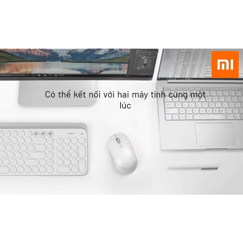 Chuột không dây thông minh Xiaomi Silent Edition, kết nối 2 máy tính cùng lúc, ko gây tiếng ồn