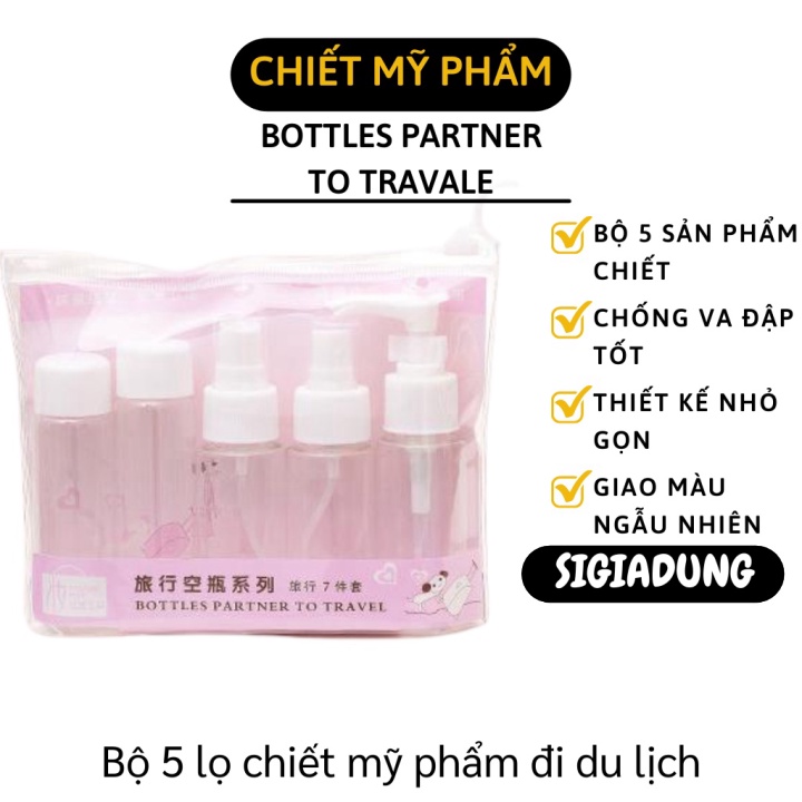 [SGD] Bộ Chiết Mỹ Phẩm - Combo 5 Chai Nhựa Chiết Nước Rửa Tay, Dầu Gội, Sữa Tắm Du Lịch 4002