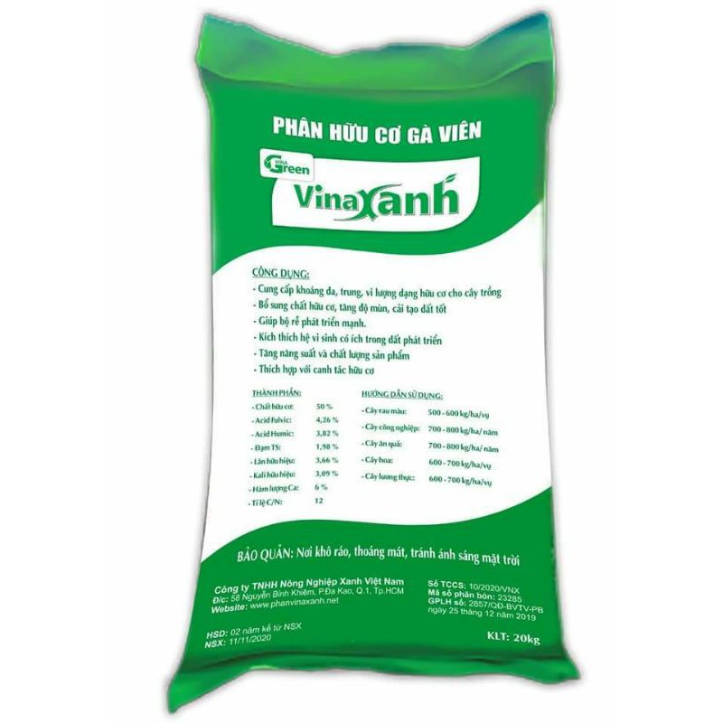 Phân gà tổng hợp Amino Vinaxanh viên nén 1kg/20kg