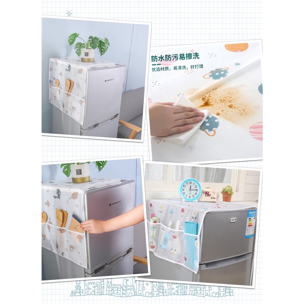 Tấm Phủ Tủ Lạnh/ Che Tủ Lạnh Chống Thấm Nước, Đựng Đồ Tiện Dụng 1167