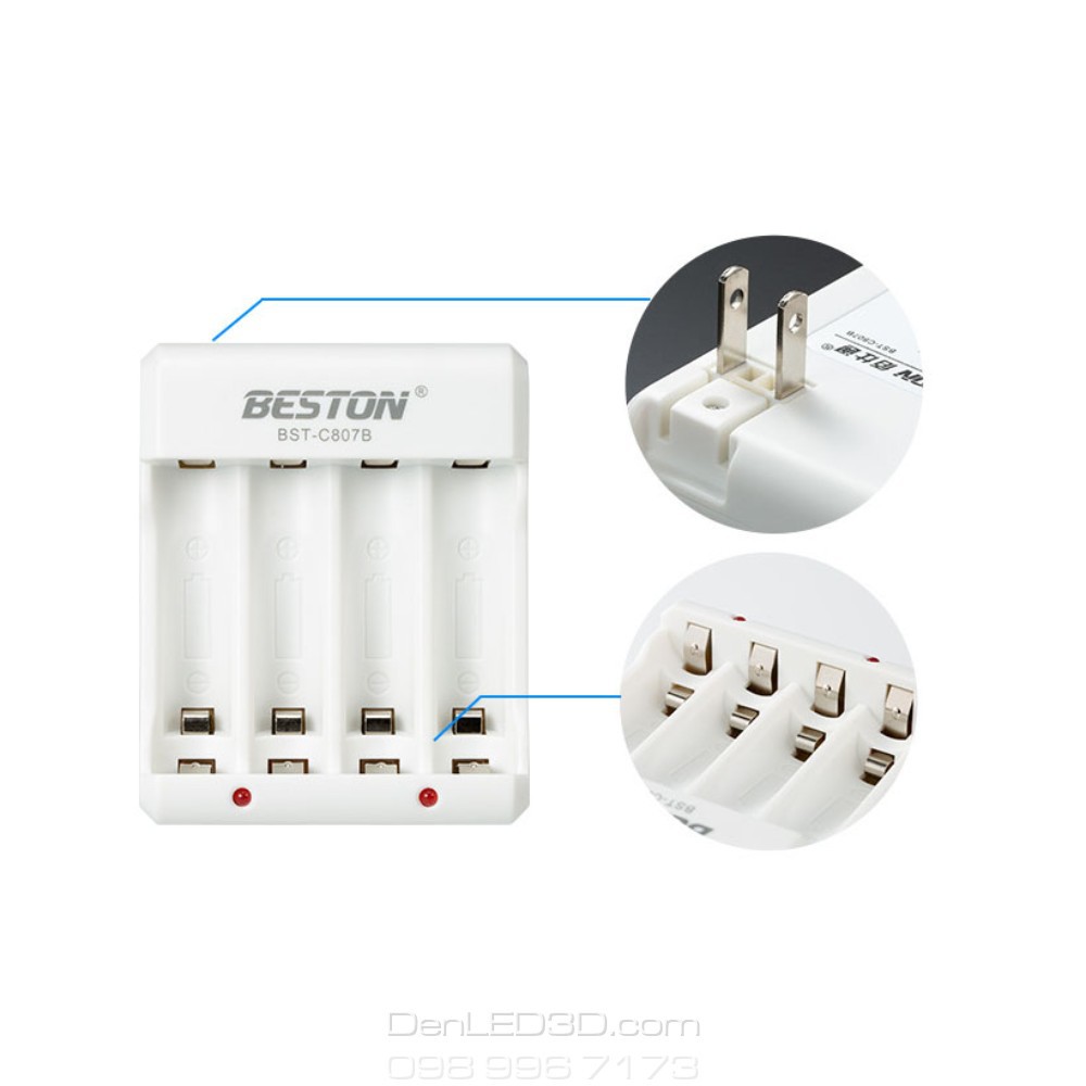 [Chính Hãng] Combo Sạc BESTON C807B Kèm Pin AA 3000mAh - BH 1 Đổi 1