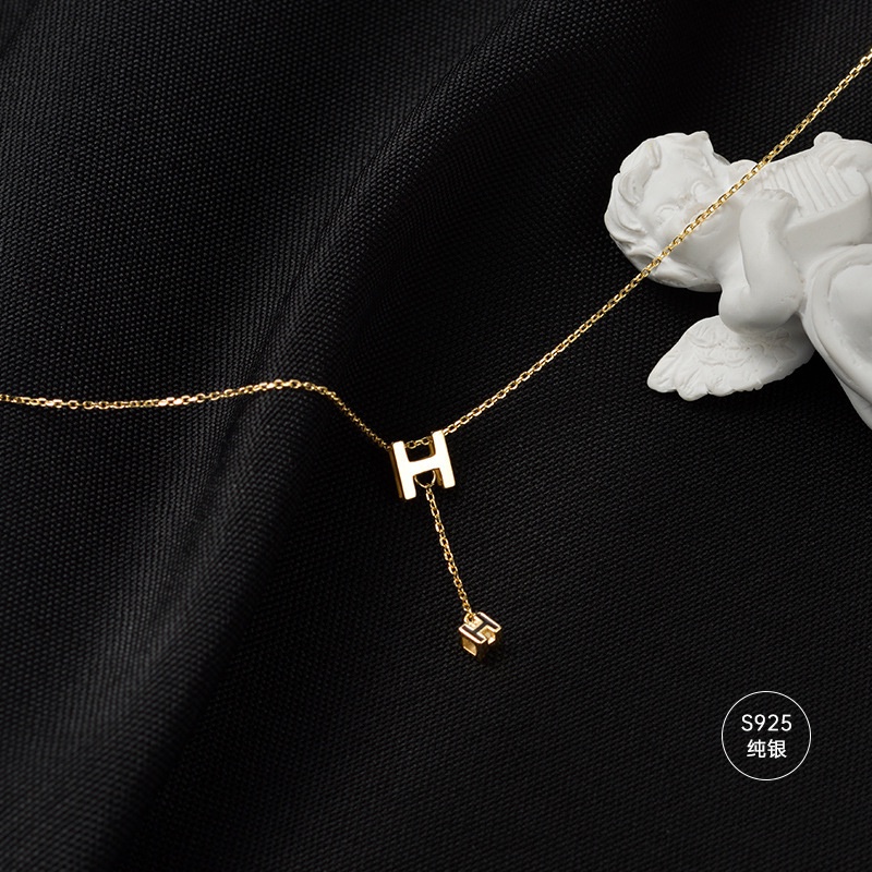 Dây Chuyền Mạ Bạc 925 Mặt Hình Chữ h Thời Trang Mùa Hè 2022