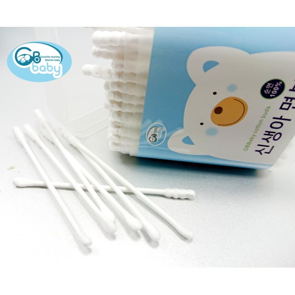 Tăm bông trẻ em đầu dẹt và tròn GB-Baby hộp (200 cái)