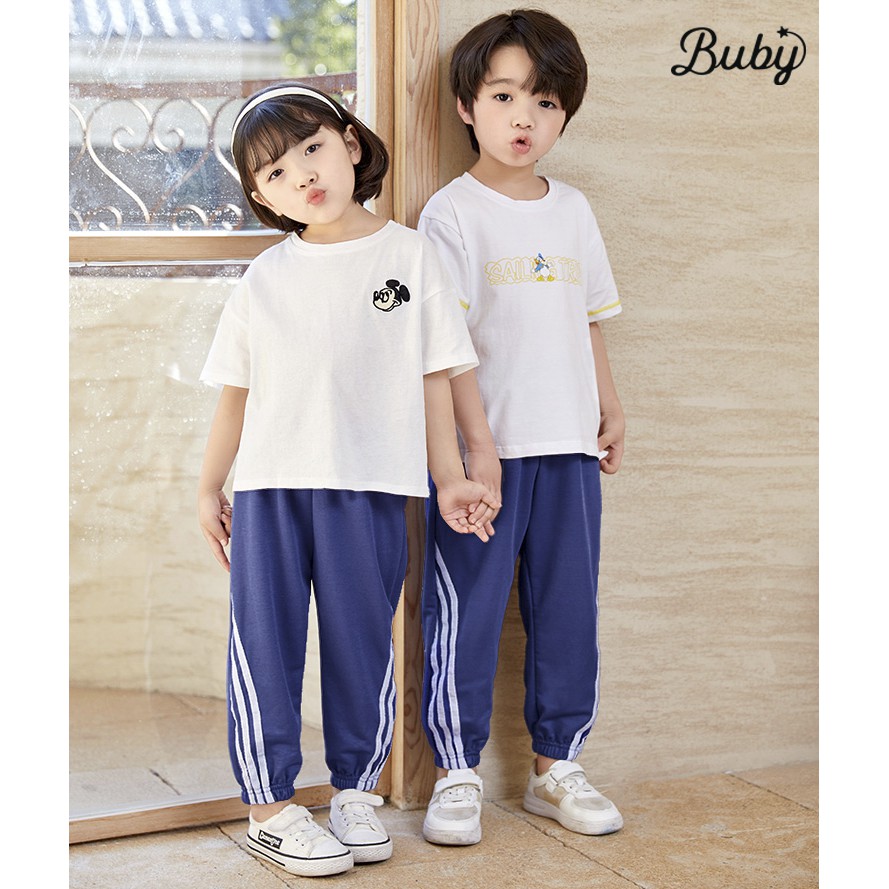 Quần jogger dành cho cả bé trai và bé gái, Bo ống, viền kẻ thể thao, full size từ 8-25kg (ảnh thật shop tự chụp)