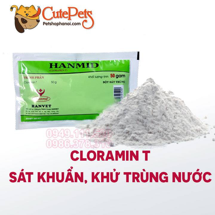 Khử trùng chuồng trại Hanmid 50g Cloramin-T - Phụ kiện thú cưng Hà Nội