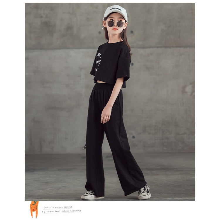 Bộ Đồ Thể Thao 2 Món Áo Thun Cotton Tay Ngắn Phối Quần Dài Thời Trang Mùa Hè Cho Bé Gái Từ 6-7 - 8-9 - 10-11 - 12-13 - 14-15 Tuổi
