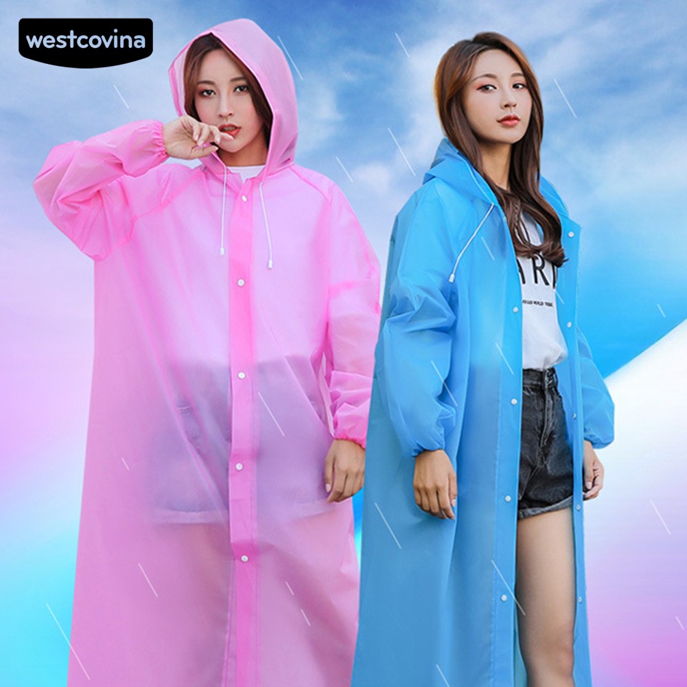 WEST☔ Unisex Outdoor Travel Waterproof Hooded Drawstring Raincoat JackeT