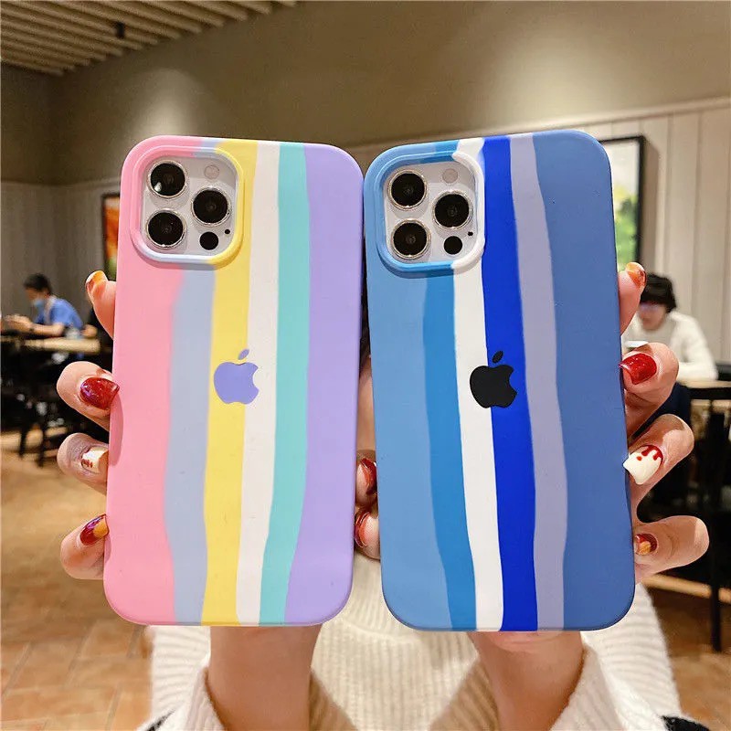 iPhone Casing For iPhone 12 mini 12 Pro Max 11 11 Pro 11 Pro Max Xs Max Xr X 8 7 + 6 + 6s + 6 + Warna Pelangi Polos