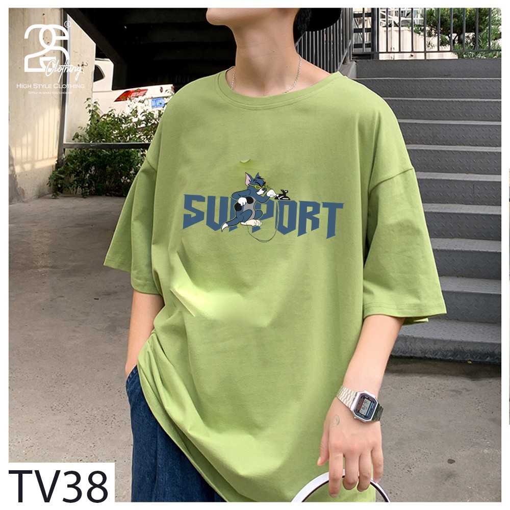 Áo Thun Tay Lỡ 2s Clothing Áo Phông StreetWear Unisex Basic Nam Nữ Cotton Oversize Form Rộng Giá Rẻ In Hình Mèo Tom TV38 | BigBuy360 - bigbuy360.vn