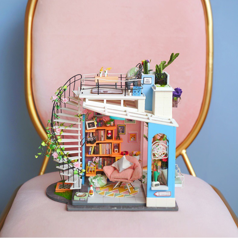 [BẢN XUẤT KHẨU TIẾNG ANH] Mô hình nhà DIY Doll House Robotime Dora's Loft DG12 Kèm Bộ dụng cụ và Keo dán