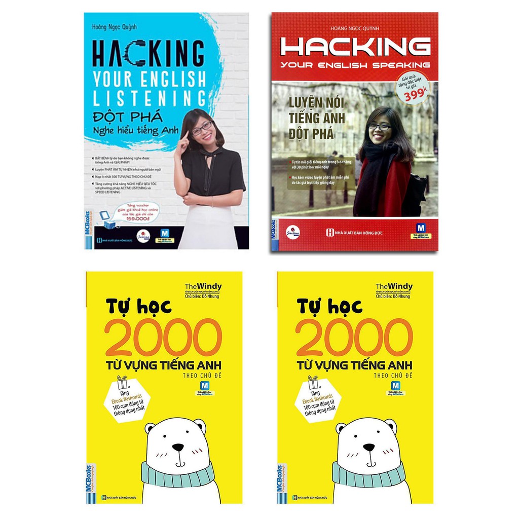 Sách - Combo Hacking Your English Speaking + Hacking your English Listening+ 2000 từ vựng tiếng Anh theo chủ đề