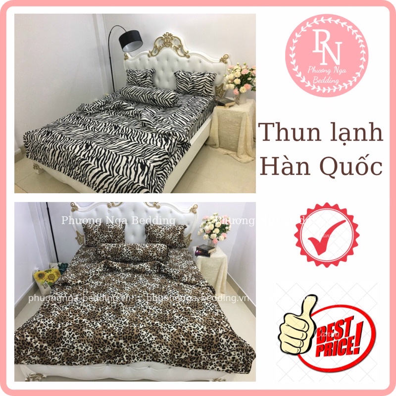 Bộ ga 4 món thun lạnh Hàn Quốc họa tiết Ngựa Vằn; Da Beo